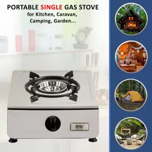 NJ-100SD Indoor Single Burner Gas Stove Stainless Steel Portable Camping Cooker LPG 4kW