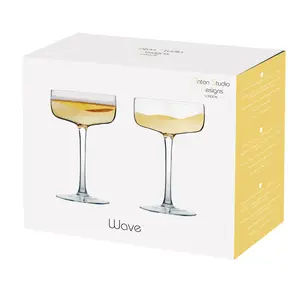 Wave Champagne Saucers (Set of 2) Gold/Clear