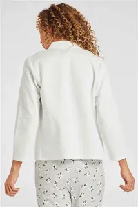 Bonmarche White Bed Jacket Diamond Quilt Zip Through, Size: 24-26