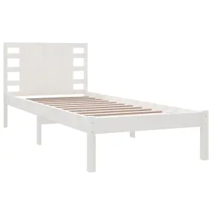 Berkfield Bed Frame White Solid Wood Pine 100x200 cm