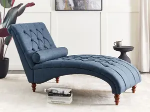 Fabric Chaise Lounge Blue MURET