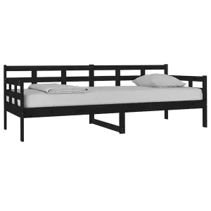 Berkfield Day Bed Black Solid Wood Pine 80x200 cm