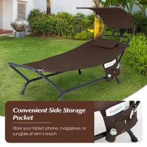 Costway Outdoor Hammock Patio Chaise Lounge Chair with Canopy