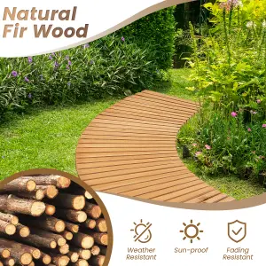 Costway Roll-Out Garden Pathway 216 x 53 cm Wooden Patio Curved Walkway Decking Boards