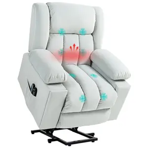 HOMCOM Power Lift Recliner Chair with Vibration Massage, USB, Light Grey