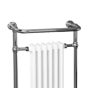 Rinse Traditional Victorian 952 x 568mm Chrome & White Towel Rail Radiator