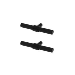 GoodHome Dukkah Matt Black Kitchen cabinets T-shaped Pull Handle (L)6.5cm (D)35mm, Pack of 2