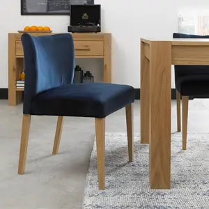 Caserta Upholstered Dining Chair (Set of 2) Dark Blue / Dark Oak