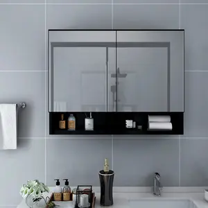 Berkfield LED Bathroom Mirror Cabinet Black 80x15x60 cm MDF