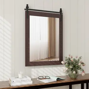 Costway Wall Mounted Mirror Vanity Make Up Farmhouse Wall Mirror Rectangle Decorative Mirror