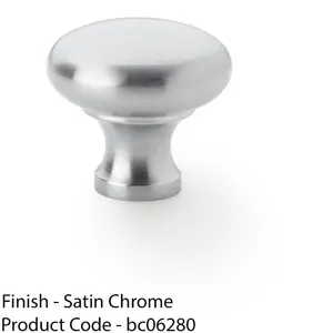 Victorian Round Door Knob - Satin Chrome 32mm - Kitchen Cabinet Pull Handle