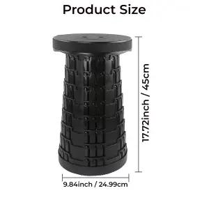 Black Portable Telescopic Stool, Collapsible Plastic Stool for Hiking, Fishing, Camping