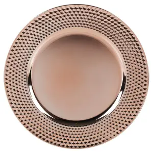 URBNLIVING 33cm Christmas Dinner Charger Plates Geo Gloss Set Of 12 Rose Gold Placemats Dining Table Setting Party Decor