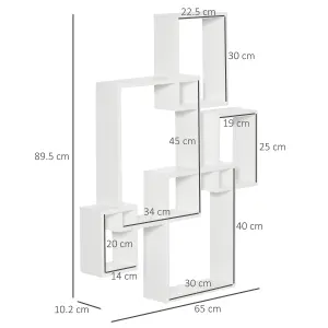 HOMCOM Floating Shelves, Interlocking Cube Shelves for Decoration, White