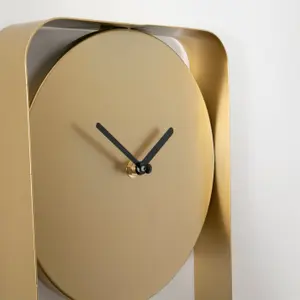 Modern Gold Metal Wall Clock with Black Details