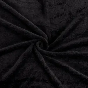 Sherpa Fleece Throw Blanket Black / 200cm W x 240cm L