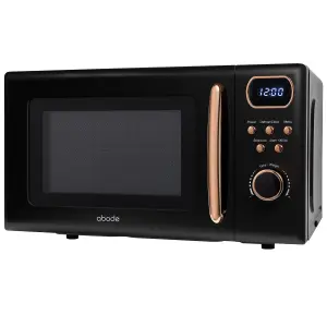 Abode Retro Black Microwave 20L 700W Digital 8 Auto Cook Rose Gold with Defrost Function AMD2004BRG