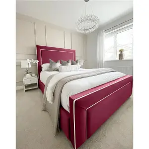 Arring Plush Velvet Maroon Bed Frame