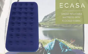 ECASA Deluxe Inflatable Mattress Single Blow up Air Bed with soft-touch flocked material