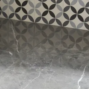 Ultimate Grey Gloss Marble effect Porcelain Indoor Wall & floor Tile Sample