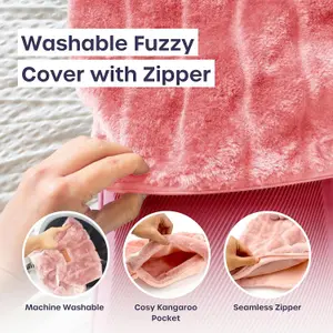 3.5L XXL Pink Hot Water Bottle with Zipper & Hand Pocket Washable Bag for Pain Relief, Warmer & Cold Compress Therapy