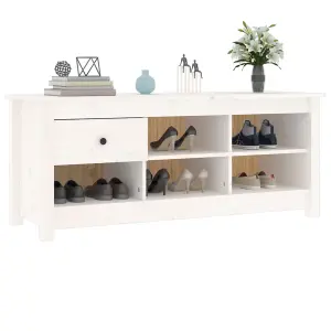 Berkfield Shoe Cabinet White 110x38x45.5 cm Solid Wood Pine