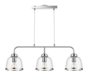 GoodHome Rothwell Bar Clear Chrome effect 3 Lamp LED Pendant ceiling light