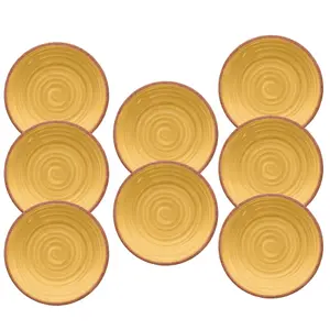 Purely Home Rustic Swirl Yellow Melamine Dinner Plates - Set of 8