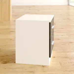 Eva 2 Drawer Bedside Table Matte White/Gloss Grey