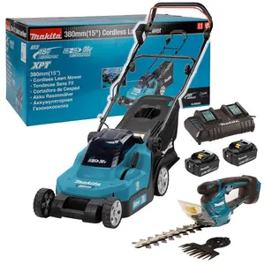 Makita DLM382Z 18v / 36v LXT Cordless Battery Lawn Mower + Hedge Cutter 2X 5.0ah