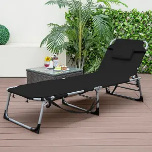 Costway Outdoor Folding Chaise Lounger Patio Lounge Chair Portable Beach Recliner 5-position Adjustable