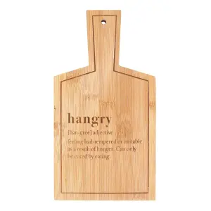 Bamboo Serving Board With a 'Hangry' Meaning. (H26.5 cm)