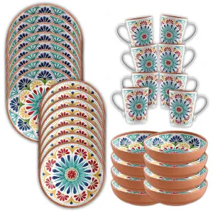 Purely Home Rio Medallion 32 Piece Dinnerware & Mugs Set for 8