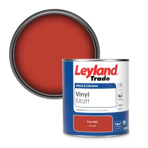 Leyland Trade Vinyl Matt Walls & Ceilings Emulsion Paint Pure Red (RAL 3028) 1L