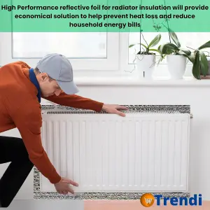 Radiator Reflective Foil Insulation - Energy-Saving Heat Reflector, Cut-to-Size for All Radiators, Reduces Heat Loss 5m x 60cm