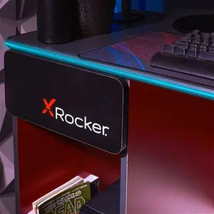 X Rocker Carbon-Tek Desk With Wireless Charging And LED Lights