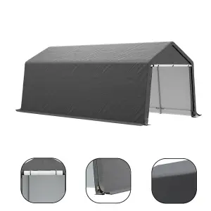 10x20 ft Dark Grey Galvanized Tube Storage Tool Shed with Zip Door