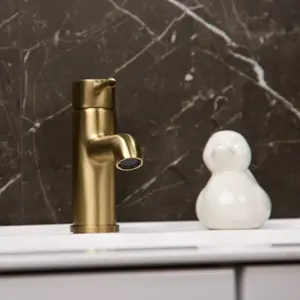 Flode Kumla Mono Basin Mixer Tap - Brushed Brass