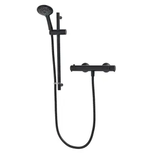 Triton Dene Matt Black Cool Touch Thermostatic Bar Mixer Shower + Fast Fit Kit