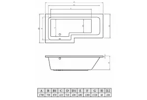 Aquarius Splash 1700mm x 700mm L/H L-Shape Shower Bath, Screen And Front Panel Set