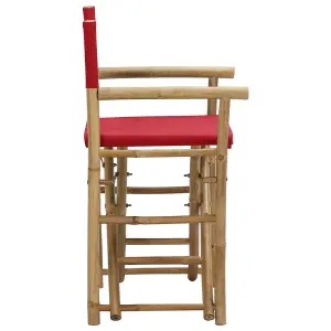 Berkfield Folding Director's Chairs 2 pcs Red Bamboo and Fabric