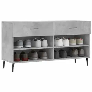 Berkfield Shoe Bench Concrete Grey 102x35x55 cm Engineered Wood