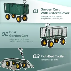 Outsunny Heavy Duty Garden Cart Truck Trolley Wheelbarrow Trailer