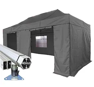 3m x 6m Extreme 40 Instant Shelter Pop Up Gazebos Frame, Canopy & Sides - Black