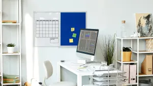 ALLboards Combination Board 2 in 1 Whiteboard & Blue Felt Board with Aluminium Frame 90x60cm, Pin Board Magnetic Board