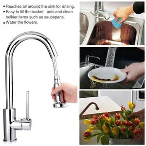 Nes Home Modern Single Lever Pull Out Kitchen Brass Mixer Tap Chrome Finished