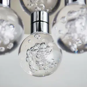 Flush Bathroom Ceiling Light IP44 Warm White LED Ball Modern Chrome Round Lamp