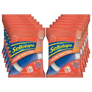 Sellotape Double Sided Tape for Everyday Use with Easy Peel 12mmx33m, 12pk