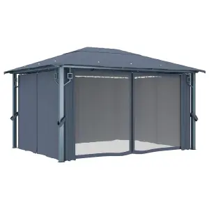 Berkfield Gazebo with Curtain 400 x 300 cm Anthracite Aluminium