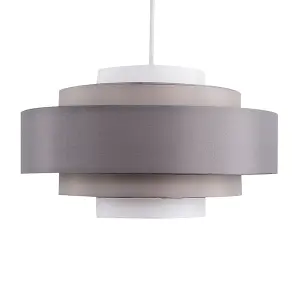 ValueLights Hampshire Grey Ceiling Pendant Shade and B22 GLS LED 6W Warm White 3000K Bulb